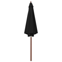 Produktbild för Parasoll med trästång 300x258 cm svart