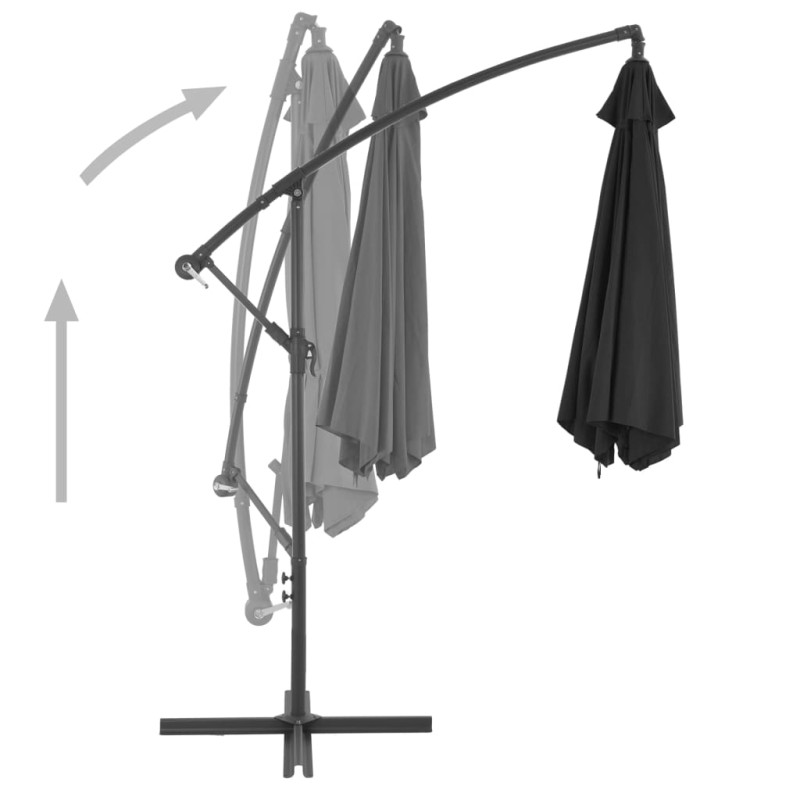 Produktbild för Frihängande parasoll med aluminiumstång 300 cm svart