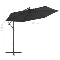 Miniatyr av produktbild för Frihängande parasoll med aluminiumstång 300 cm svart