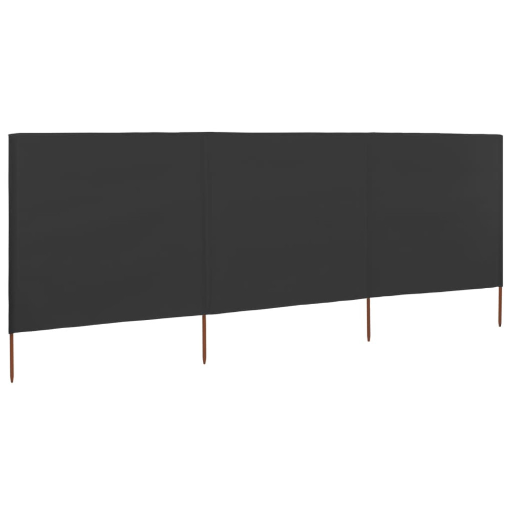 Produktbild för Vindskydd 3 paneler tyg 400x80 cm antracit