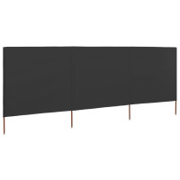 Produktbild för Vindskydd 3 paneler tyg 400x80 cm antracit