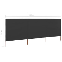 Produktbild för Vindskydd 3 paneler tyg 400x80 cm antracit