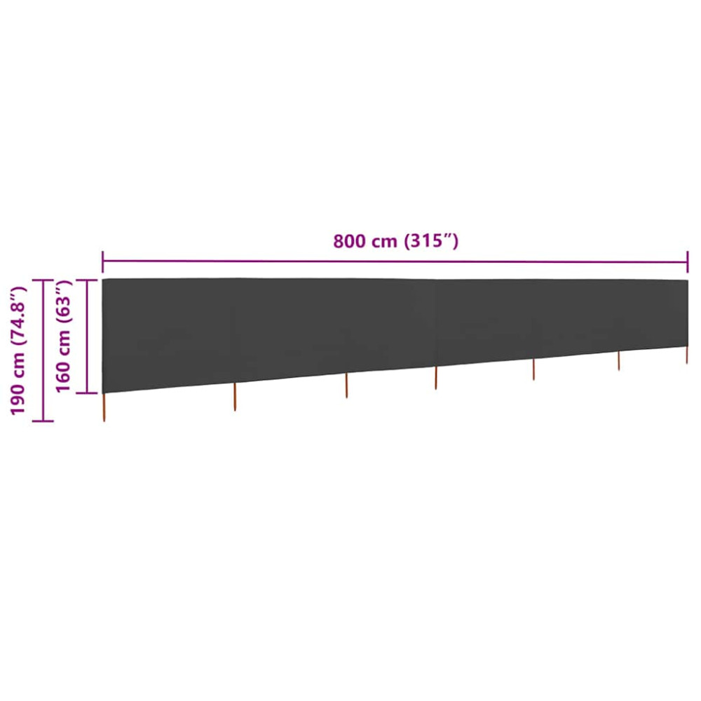 Produktbild för Vindskydd 6 paneler tyg 800x160 cm antracit