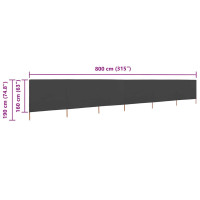 Produktbild för Vindskydd 6 paneler tyg 800x160 cm antracit