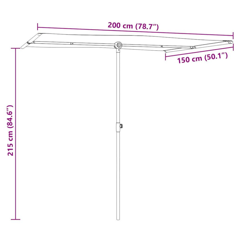 Produktbild för Trädgårdsparasoll med aluminiumstång 2x1,5 m taupe