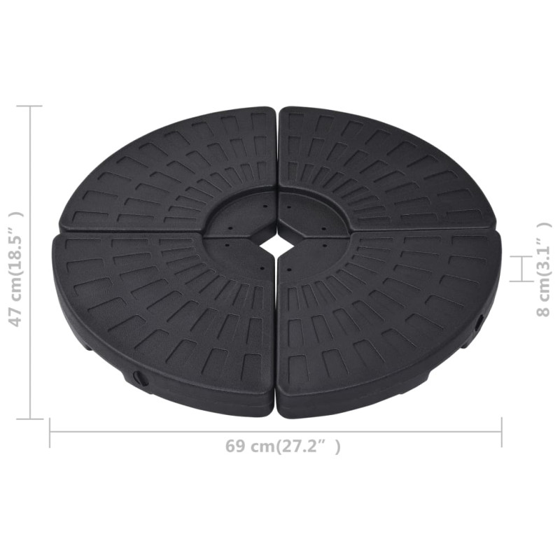 Produktbild för Paraollfot fläktformad 4 st svart