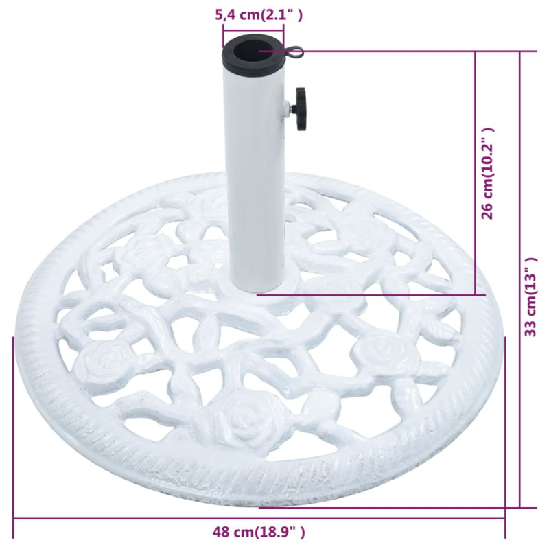 Produktbild för Parasollfot vit 12 kg 48 cm gjutjärn