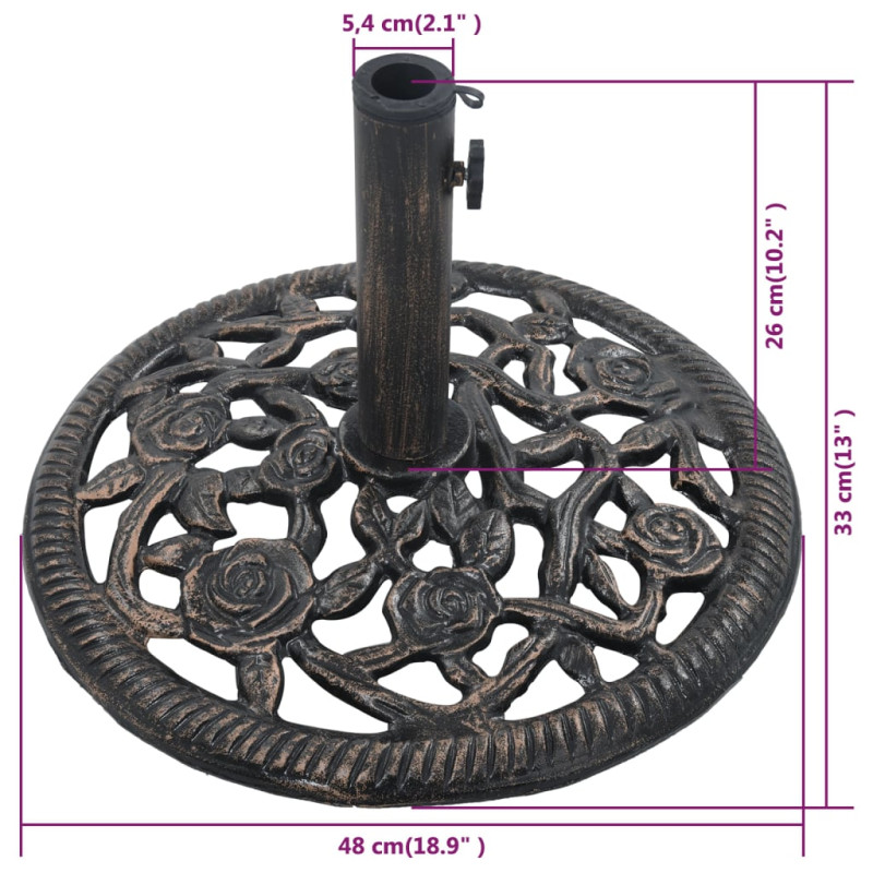Produktbild för Parasollfot brons 12 kg 48 cm gjutjärn