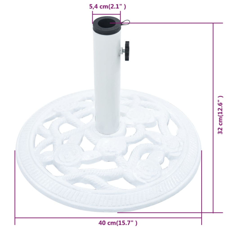 Produktbild för Parasollfot vit 9 kg 40 cm gjutjärn