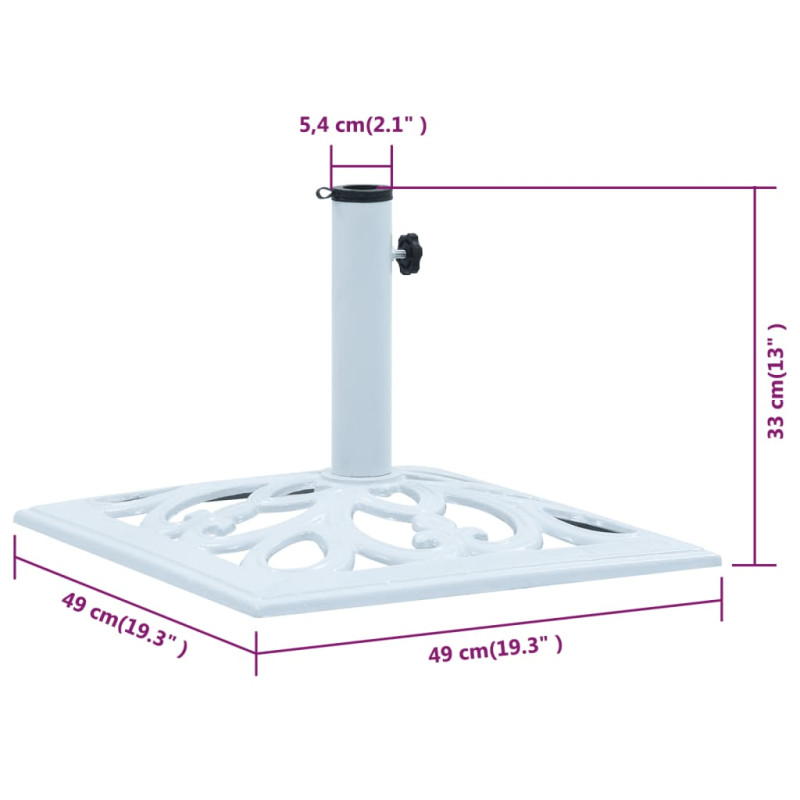 Produktbild för Parasollfot vit 12 kg 49 cm gjutjärn