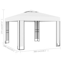 Produktbild för Paviljong med dubbeltak 3x3 m vit