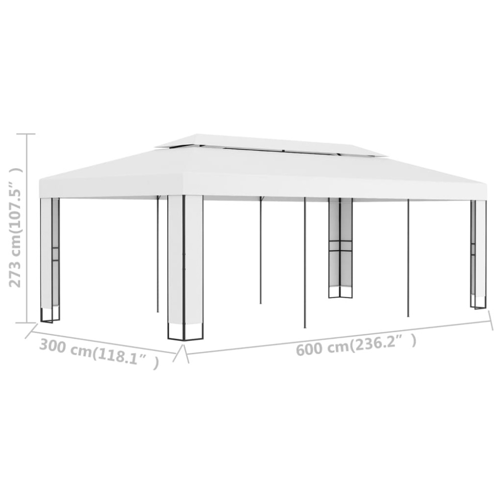 Produktbild för Paviljong med dubbeltak 3x6 m vit