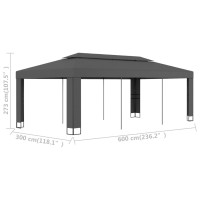 Produktbild för Paviljong med dubbeltak 3x6 m antracit