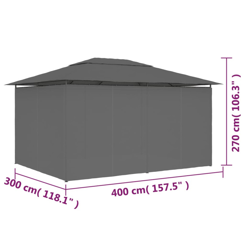 Produktbild för Paviljong med draperier 4x3 m antracit