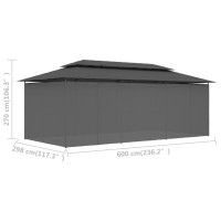 Produktbild för Paviljong med draperier 600x298x270 cm antracit