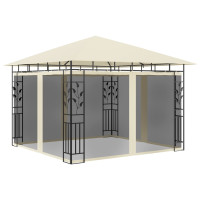 Produktbild för Paviljong med myggnät 3x3x2,73 m gräddvit 180 g/m²