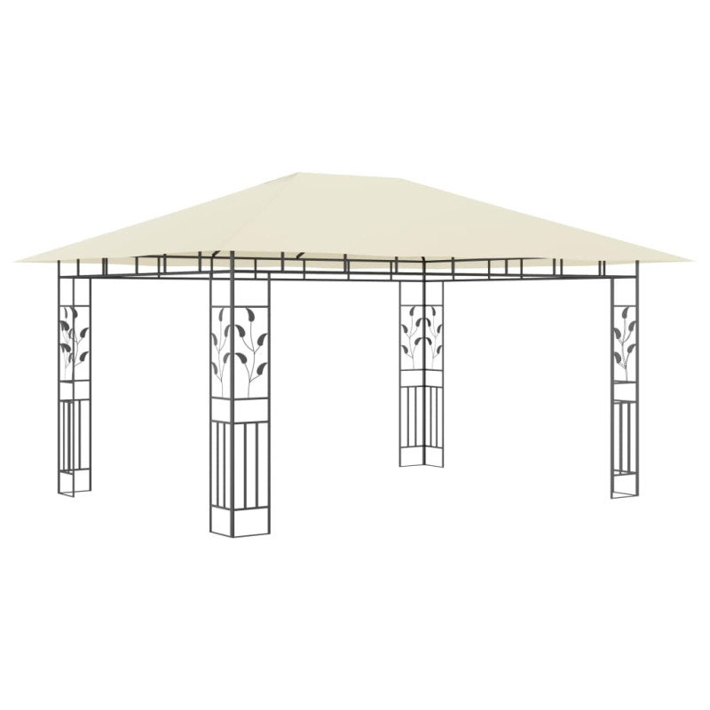 Produktbild för Paviljong med myggnät 4x3x2,73 m gräddvit 180 g/m²