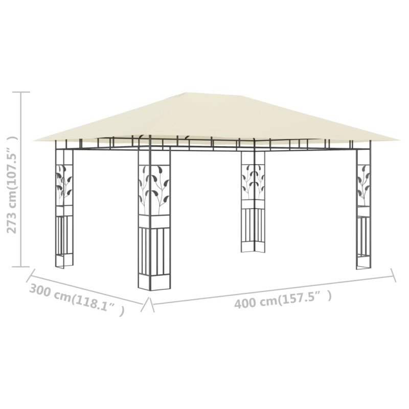 Produktbild för Paviljong med myggnät 4x3x2,73 m gräddvit 180 g/m²