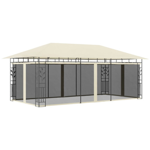 vidaXL Paviljong med myggnät 6x3x2,73 m gräddvit