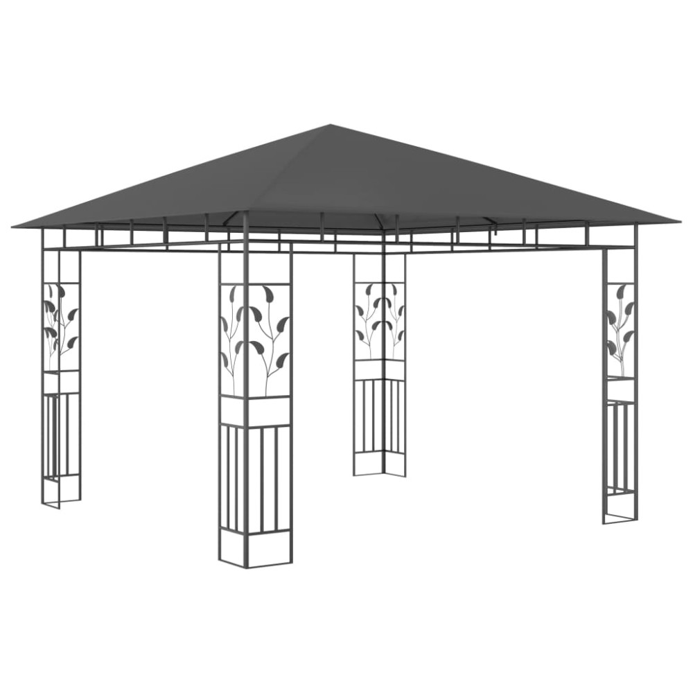 Produktbild för Paviljong med myggnät 3x3x2,73 m antracit 180 g/m²