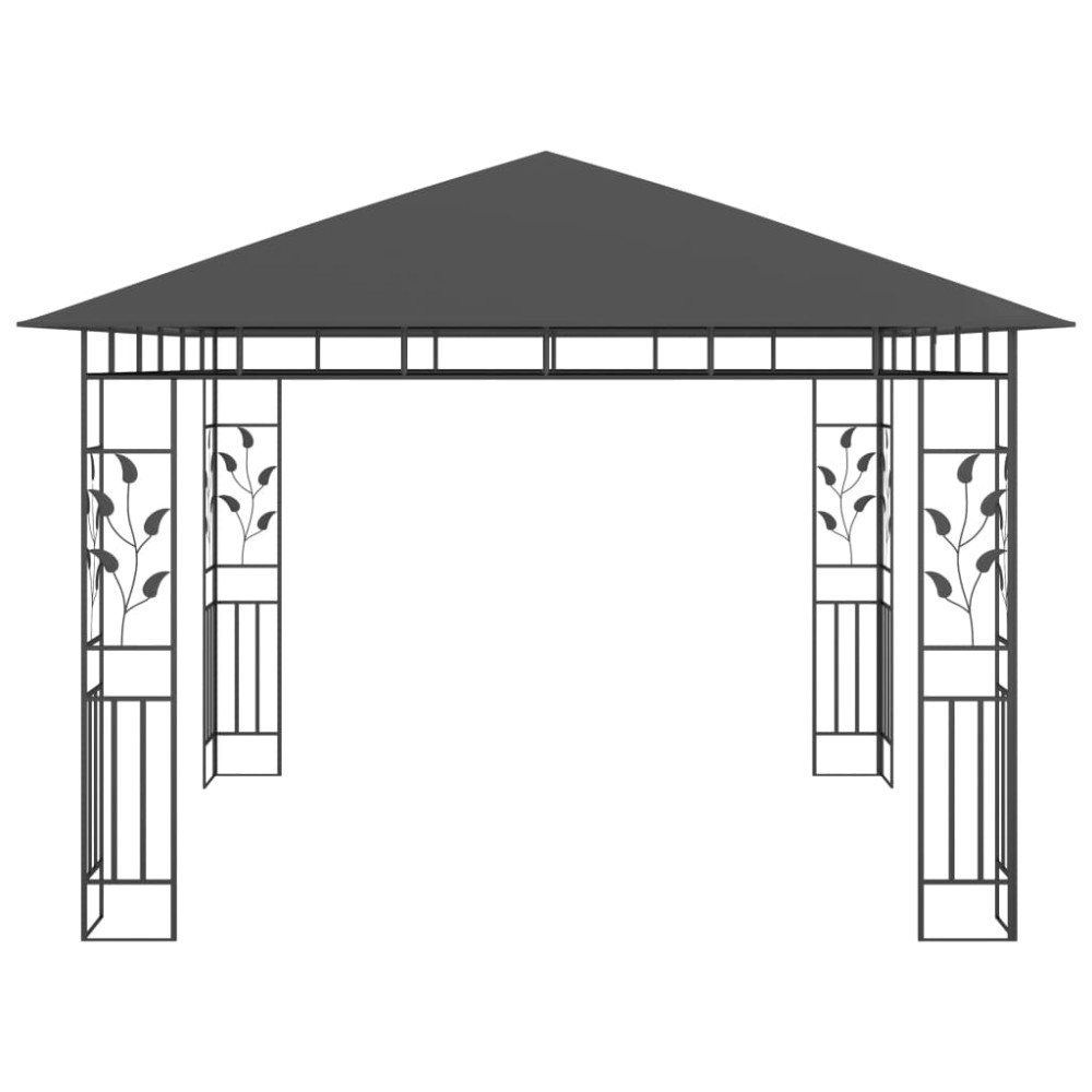 Produktbild för Paviljong med myggnät 3x3x2,73 m antracit 180 g/m²