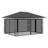 Miniatyr av produktbild för Paviljong med myggnät 4x3x2,73 m antracit 180 g/m²