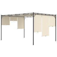 Produktbild för Trädgårdspaviljong med draperier 4x3x2,25 m gräddvit