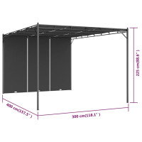 Produktbild för Trädgårdspaviljong med draperier 4x3x2,25 m antracit