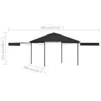 Produktbild för Paviljong med förlängda tak 3x3x2,75 m antracit 180 g/m²