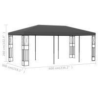 Produktbild för Paviljong 3x6 m antracit tyg