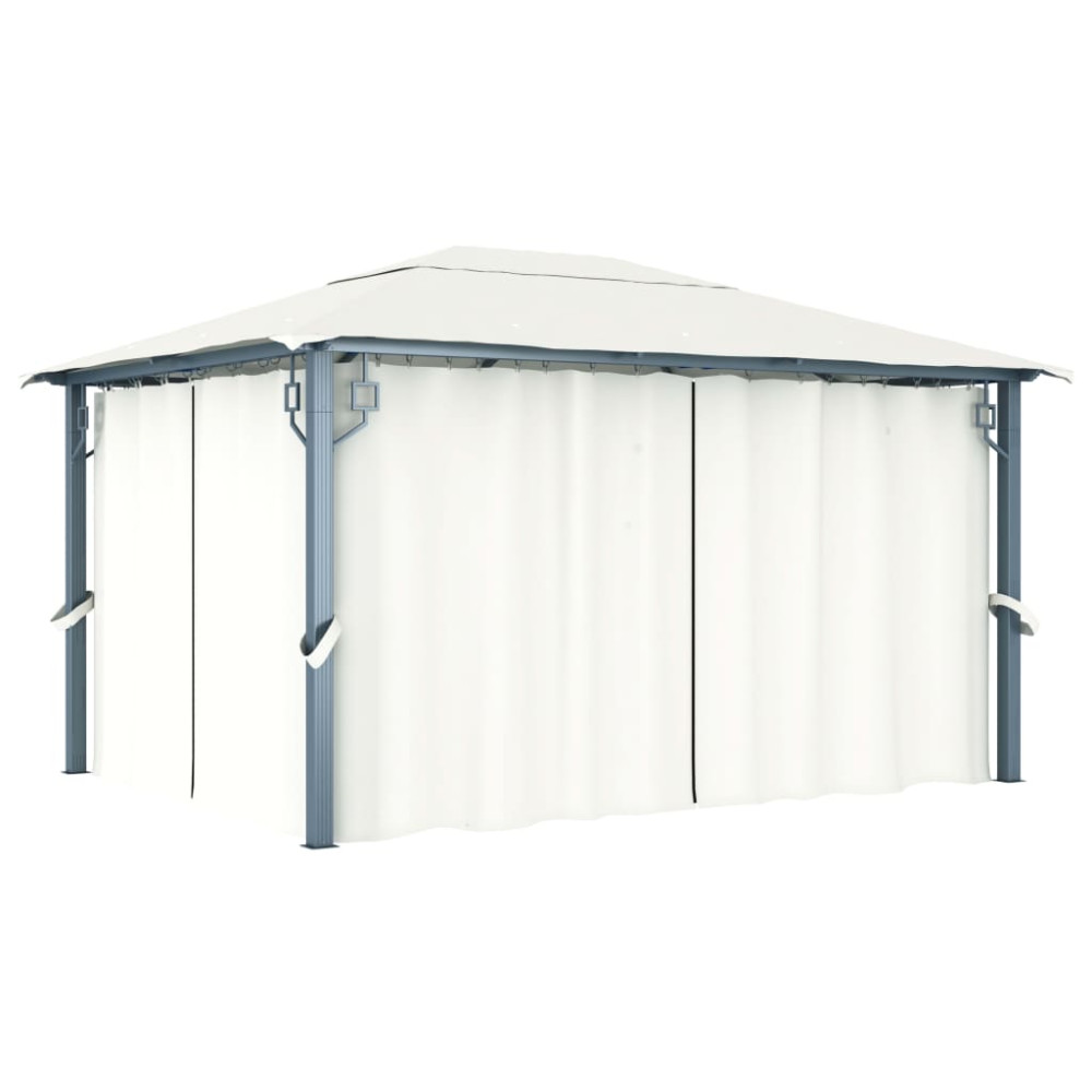 Produktbild för Paviljong med draperier 400 x 300 cm gräddvit aluminium