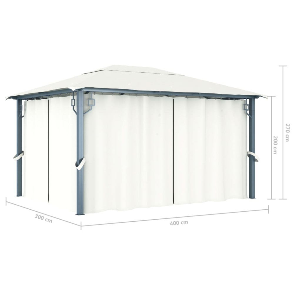 Produktbild för Paviljong med draperier 400 x 300 cm gräddvit aluminium