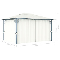 Produktbild för Paviljong med draperier 400 x 300 cm gräddvit aluminium
