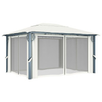 Produktbild för Paviljong med draperier 400 x 300 cm gräddvit aluminium