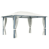Produktbild för Paviljong med draperier 400 x 300 cm gräddvit aluminium