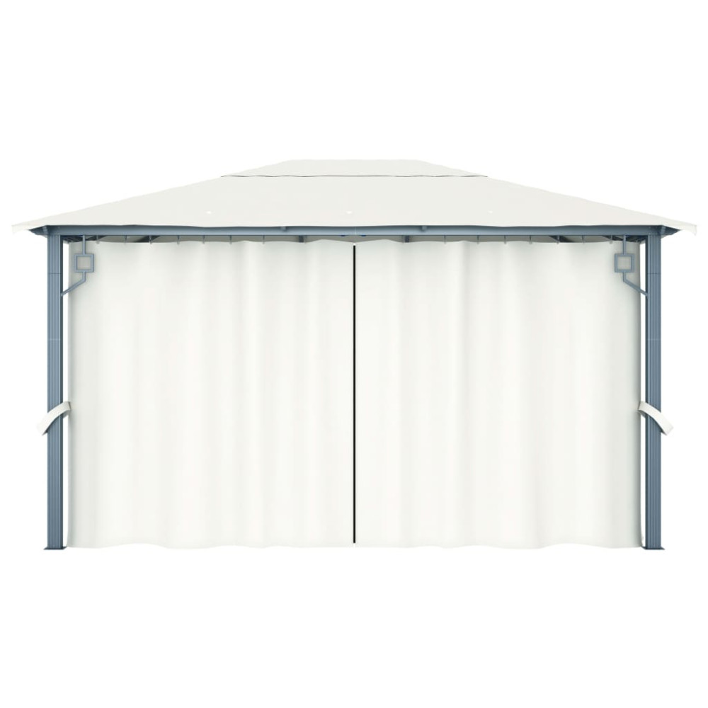 Produktbild för Paviljong med draperier 400 x 300 cm gräddvit aluminium