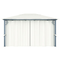Produktbild för Paviljong med draperier 400 x 300 cm gräddvit aluminium