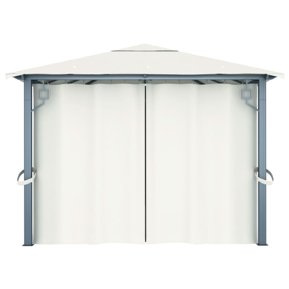 Produktbild för Paviljong med draperier 400 x 300 cm gräddvit aluminium