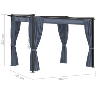 Produktbild för Paviljong med draperi 3x3 m antracit stål