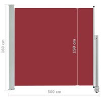 Produktbild för Infällbar sidomarkis 160x300 cm röd