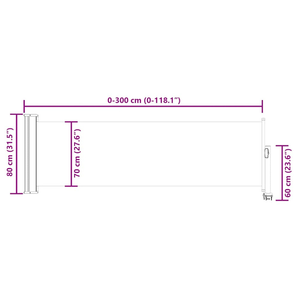 Produktbild för Infällbar sidomarkis 80x300 cm brun
