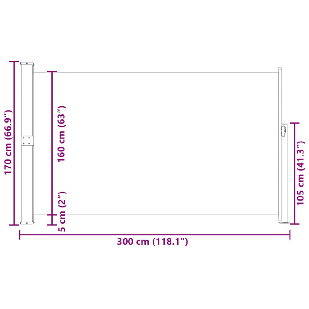 Produktbild för Infällbar sidomarkis 170x300 cm svart