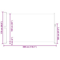 Produktbild för Infällbar sidomarkis 170x300 cm svart