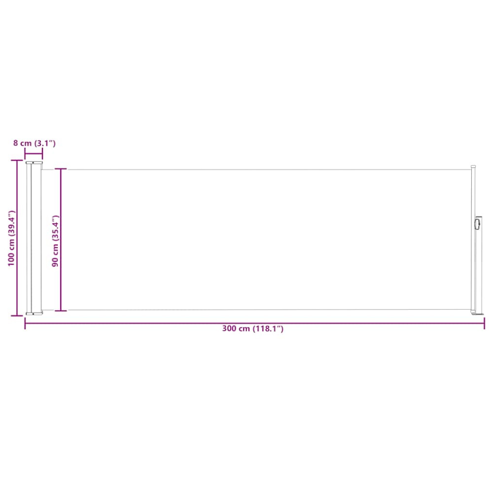 Produktbild för Infällbar sidomarkis 100x300 cm gräddvit