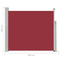 Produktbild för Infällbar sidomarkis 100x300 cm röd