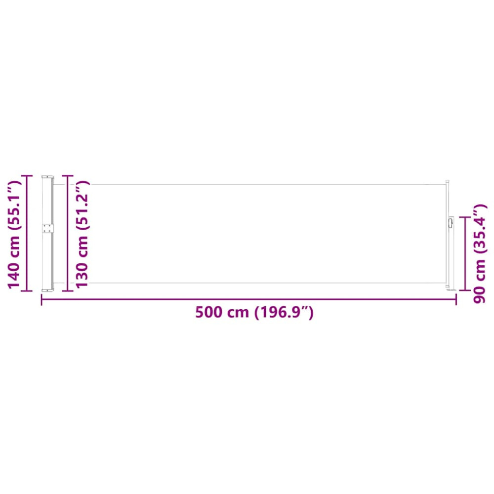 Produktbild för Infällbar sidomarkis 140x500 cm svart