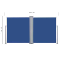 Produktbild för Infällbar sidomarkis blå 100x600 cm