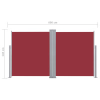 Produktbild för Infällbar sidomarkis röd 140x600 cm