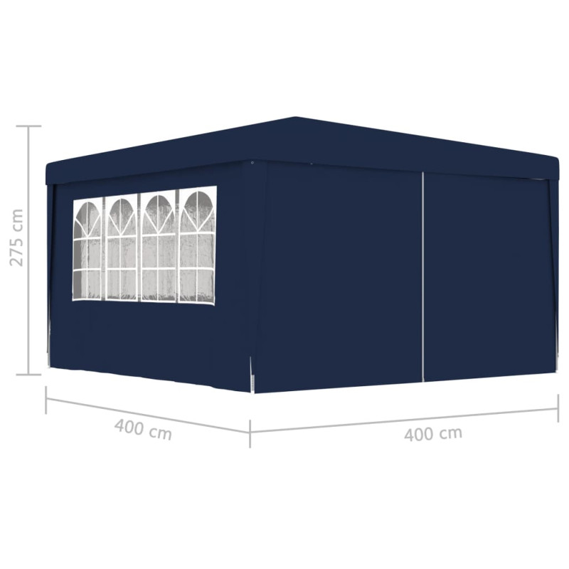 Produktbild för Professionellt partytält med väggar 4x4 m blå 90 g/m²