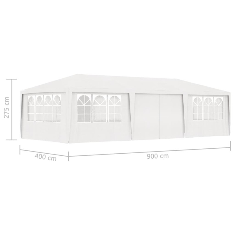 Produktbild för Professionellt partytält med väggar 4x9 m vit 90 g/m²